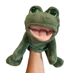 Vintage Russ Berrie Fay Green Frog Hand Puppet Croaking Sound Full Body Toy